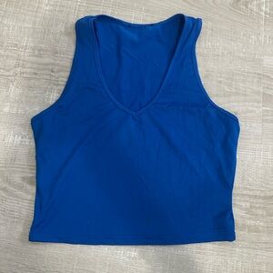 Blue Vneck cropped tank size medium